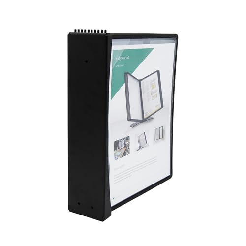Tarifold DJOIS Wall Mount Reference and Display System – 10 Double-Sided Letter Pockets – 20 Sheet Capacity – Durable ABS & Metal – Easy-Load – Black (EZW771)