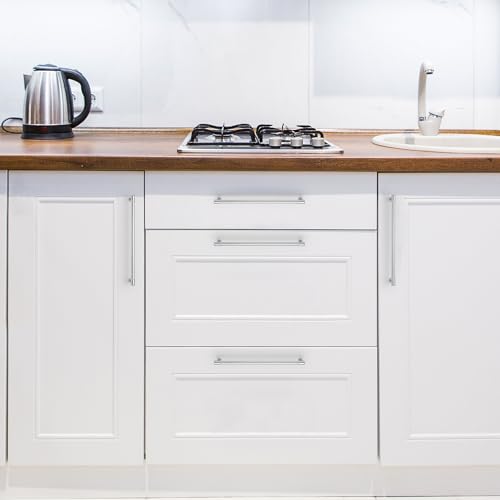 Image of Ravinte 2 Pack 10 Inch Hole Center Solid Kitchen Cabinet Handles Polished Chrome Dresser Pulls Cabinet Drawer Pulls for Kitchen Cupboard Hardware