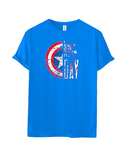 Image of Khakey New Avengers Inspired Boys Tshirt | Captain America Shield & I Can do This All Day Printed Stylish Tshirts for Kids Boy