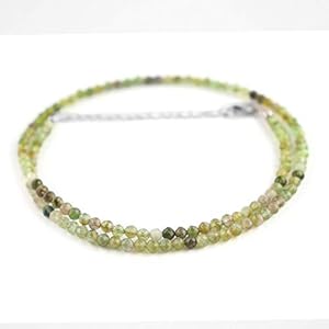 OdrillionGems Natural Green Tourmaline Gemstones Beads 925 Sterling Silver Necklace, Rhodium Plated, Choker Women Jewelry, Handmade, October Birthstone, Christmas Gifts, Size 18inch