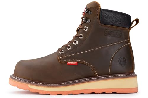 Image of SUREWAY 6 inch Mens Heavy Duty Soft /Steel Toe Work Boots for Men,Goodyear Welt,Extremely Comfortable Durable Proved,Oil /Slip Resistant,Thicker Leather,Wedge Sole,EH Safety Industrial Construction Boots
