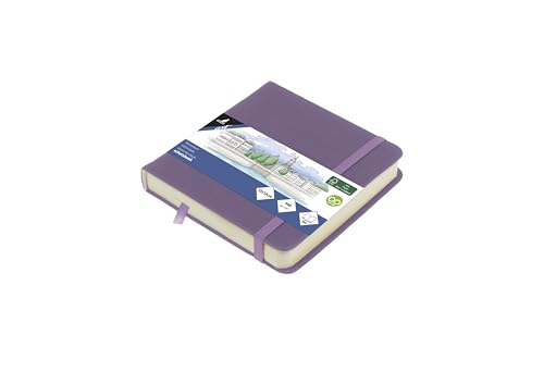 Image of Kangaro Sketchbook 12 x 12 cm Heather Purple PU Hard Cover 80 Sheets 140 g Cream Paper with Elastic Band and Ribbon