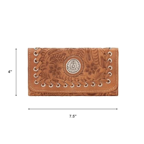 American West Leather Tri-fold Wallet for Women - Harvest Moon Tan Billfold3