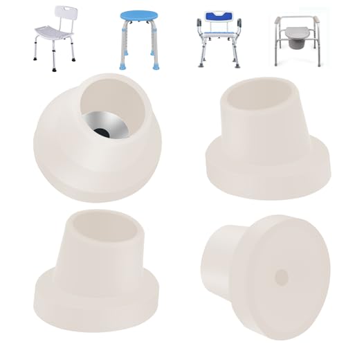 Bcautay Patas de repuesto para silla de baño, tapas resistentes para patas de silla de ducha, puntas de goma antideslizantes, beige, 1-1/8 pulgadas (paquete de 4)