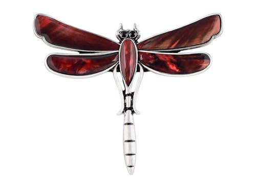 Image of Alilang Dragonfly Brooch Retro Silver Tone Abalone Shell Versatile Brooch Pin Accessories