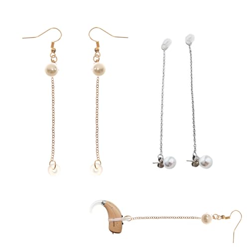 DeaHea 4 Pack Hearing Aids Earring Clips Anti-Lost Lanyard Protector Holder Universal BTE Clip Hook Chain Earrings for Seniors Rechargeable Hearing Aids OTC Hearing Amplifier Receiver-In-Canal Ear Aid