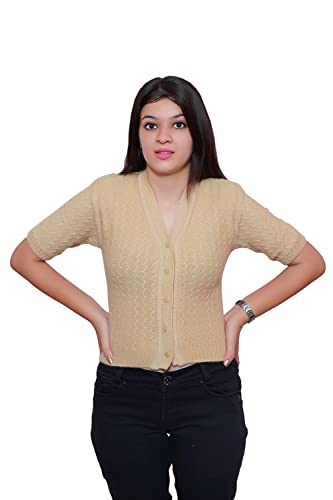 Image of Women's Hosiery Woolen Solid Half Sleeve Sweater Blouse