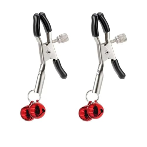 Stainless Steel Body Clamp for Women Body Clip with Bells Body Clamps Adjustable Non-Piercing Body Jewelry (Red)