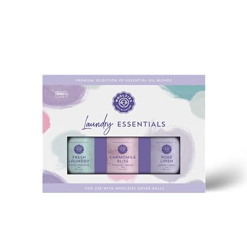 Laundry Essentials Essential Oil Set: Use with Wool Dryer Balls or Oil Diffuser Elevate Your Laundry with All-Natural Aromatherapy Scents | Fresh Laundry Chamomile Bliss Pure Linen 10 ML