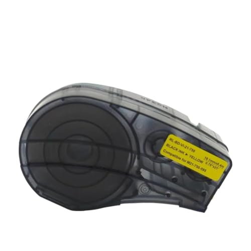 1PK ���� 10PK ���x���e�[�v�����p M21-750-595 BMP21-PLUS BMP21-LAB BMP21 �v�����^�ƌ݊������艩�F�̃��{���ɍ�(Black-on-Yellow 1pk)