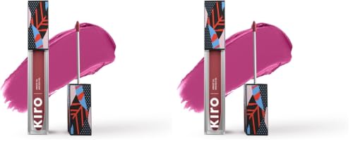 Image of Kiro Airy Matte Liquid Lipstick, Pink Granite (Pink Plum), 5 ml, Transferproof, Liquid Lip Colour, Long Lasting, Vegan, No Parabens, Avocado Oil, Non Toxic Lipstick for Intense Colour (Pack of 2)