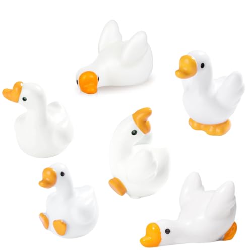 MHYGKTXRA 6pcs Mini Resin Goose Figurines: Tiny Animal Figurine Bulk,