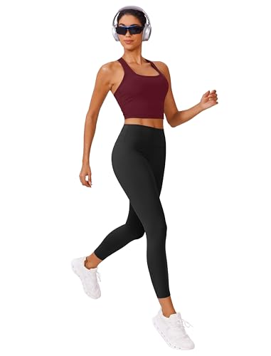 Image of PINSPARK Sports Bra Longline Racerback Tank Tops for Women Padded Workout Yoga Top