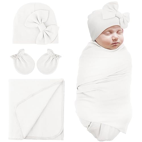DRESHOW Recién Nacido Mantas de Recepción de Algodón Cálido Saco de Dormir con Mitones y Gorros arco Hospital Swaddling Bebé