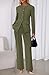 BTFBM Two Piece Set for Women Fall Fashion 2025 Business Casual Long Sleeve Blazer Jackets Wide Leg Pant Suits Pockets(Army Green, Large)