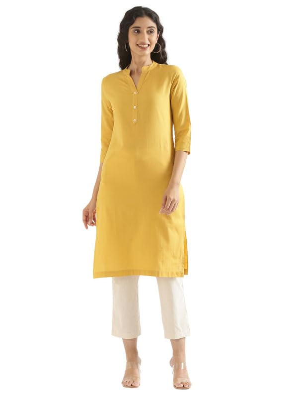 Image of SAADAA Women's Cotton Long Kurta Pant Set | Straight Fit Kurta with Trouser | Traditional Ethnic Wear for Daily & Festive Use