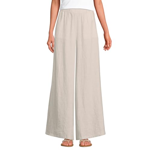 Lands' End Women's Linen High Rise Palazzo Pants