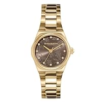 Olivia Burton Women's Mini Hexa Damask Ionic Plated Thin Gold Steel Quartz Watch, 24000107, Mushroom, 28 mm