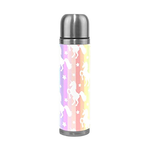 ALAZA Unicorn Stainless Steel Water Bottle Double Wall Vacuum Insulated Leak Proof and No Sweating Thermos Keep Your Drinks Hot and Cold 17 Oz(500ml)