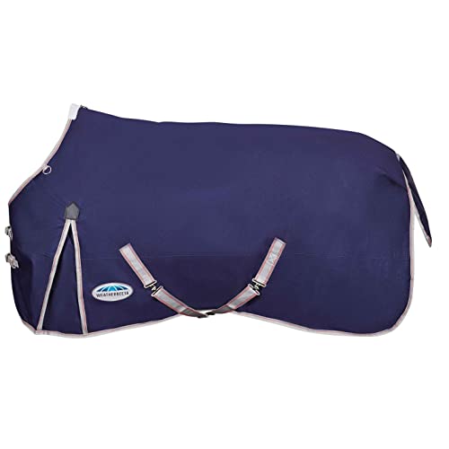 WeatherBeeta ComFiTec Essential Standard Neck Lite Horse Blanket, Navy/Silver/Red, 75