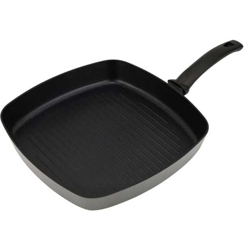 ALZA Fagor Optimax - Asador de 28x28cm, Aluminio Prensado, Mango de Baquelita Negra, Fondo Sándwich, Todo Tipo de Cocinas, Inducción, Antiadherente Bicapa
