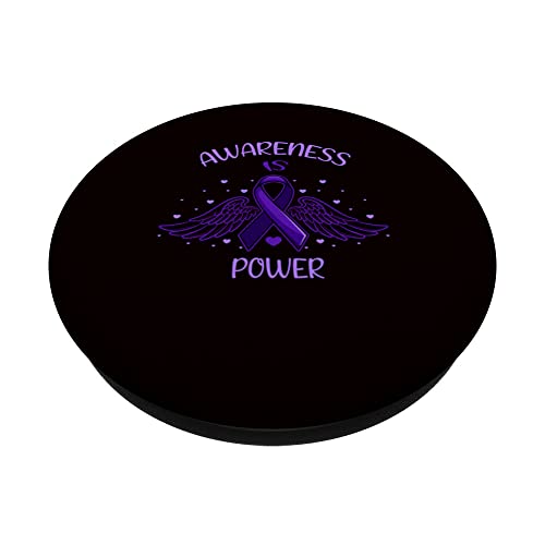 Pancreatic Cancer Symptoms Treatment Support PopSockets Swappable PopGrip, Black - Image 2