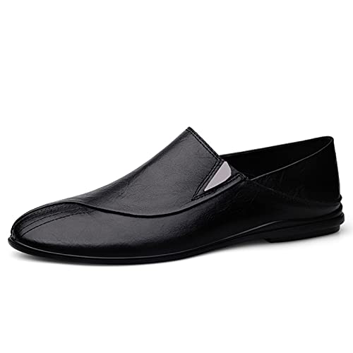Loafers for Men Round Toe Loafer Shoes Leather Flexible Flat Heel Comfortable Classic Walking Slip-ons2