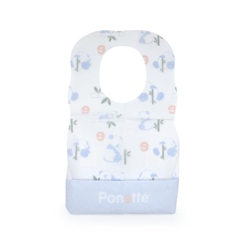Ponette - Pack de 50 uds Baberos Infantiles de Un Solo Uso, Impermeables, Desechables, de Viaje, Baberos de Usar y Tirar, Marca Española