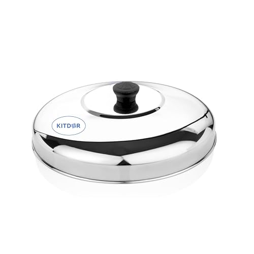 Image of Glossy Steel Lid for tawa | Melt-Free with a Good Grip for Dosa lid also for Kadai and Other Utensils | Round, Rust Resistant Steel (Dome Lid, Regular)