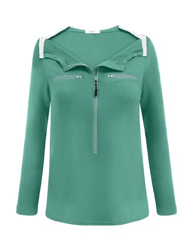 Deyeek Chemo Port Shirts for Women 2 Side Snaps Long Sleeve Shoulder Post Surgery Clothing Dialysis Breast Cancer Shirts