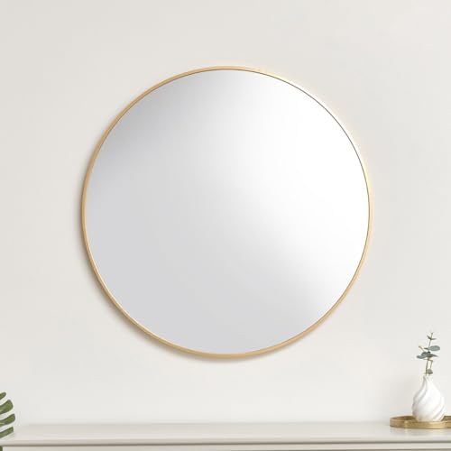 Image of Melody Maison Large Round Antique Gold Wall Mirror - 80cm x 80cm