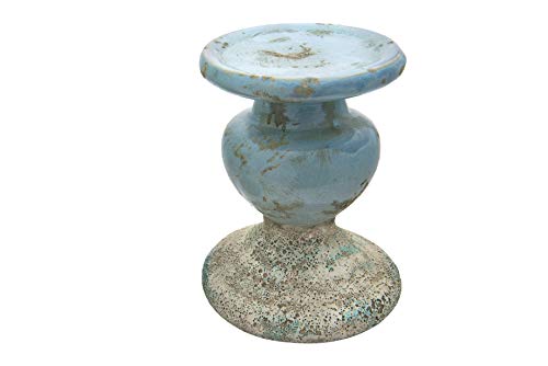 Image of Creative Co-Op Large Distressed Blue Terracotta Pillar Candle Holder,5.5 inch W x 6.5 inch H (Pack of 6)