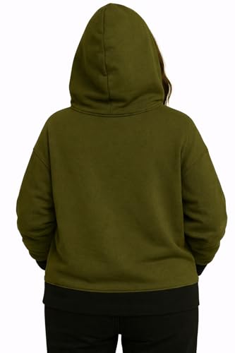 Image of RodZen Cotton Fleece Oversized /Loose Fit Hooded Sweatshirt Full Sleeves Solid Jumper Hoodie for Women /Girls