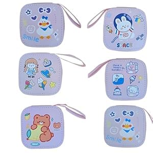 Square Small Wallets for Women Coins Zipper Pocket Purse for Girls Kids Storage Bag Stylish Coin Pouch Bag Birthday Gift Return Gift Pack of 1 Multidesign (Color: Purple)