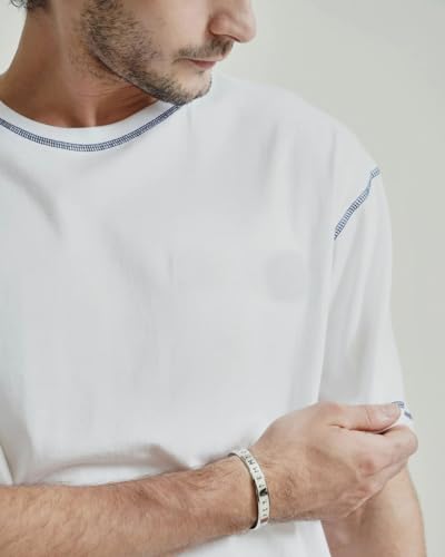 Image of Men's Premium Contrast Stitch Oversized T-Shirt | Round Neck | Half Sleeve | Soft Stretch Casual Tee | Relaxed Fit