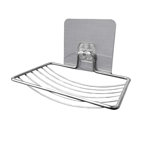 Image of Sulfar Soap Dish Holder,Self Adhesive Wall Mounted Soap Sponge Holder Stainless Steel Storage Saver Rack for Home Kitchen Bathroom Shower (Silver)