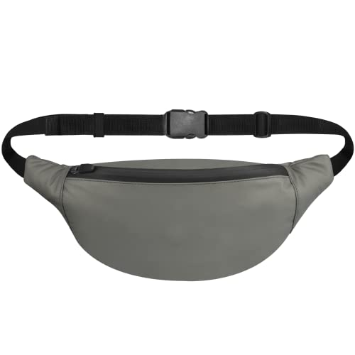 Image of Unisex Waist Pack Travel Handy Hiking Zip Pouch Elegant Style Document Money Phone Belt Sport Bag Bum Bag for Men and Women Nylon Adjustable Strap (Grey Iridescent)