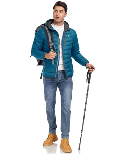 Image of Little Donkey Andy Men's Packable Puffer Jacket Lightweight Hooded Warm Winter Coat with Recycled Insulation S-3XL