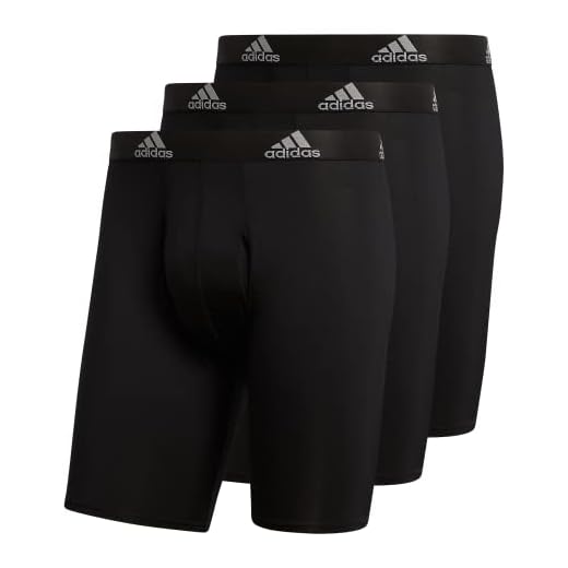 adidas Men's Performance 3-Pack Long Boxer Brief, Black/Light Onix Grey, Small