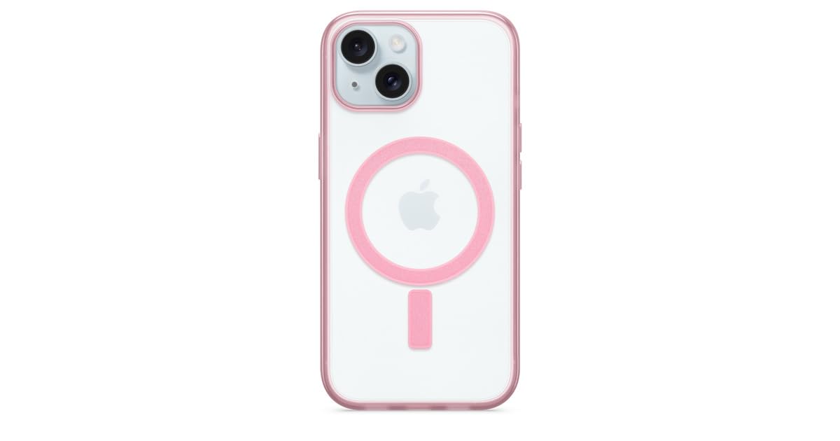 Coque transparente iPhone 15 OtterBox MagSafe antichoc couleur anémone