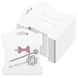 Junkin 100 Pcs Hair Clip Display Cards Headband Display Cards Hair Bow Holder Cards Rectangle White Cardboard Hair Barrettes Jewelry Display Holder for Hair Accessories Display and Organizing