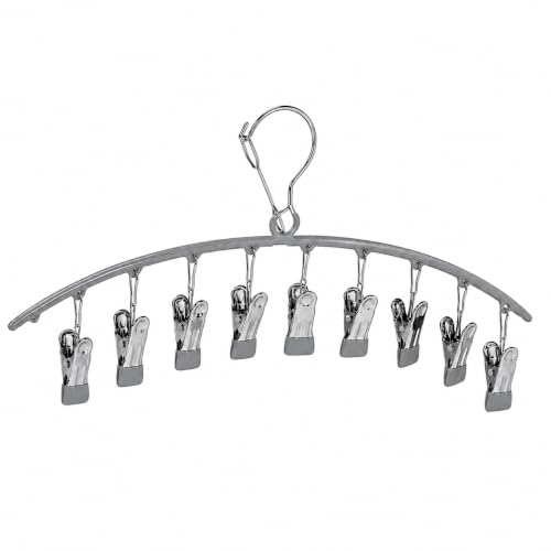 Image of Vastra Leggings Organizer for Closet, Metal Pants Hanger with 10 Rubber Coated Clips, Space Saving Wardrobe Organizer for Leggings, Jeans, Scarves, Dupattas, Towels & Baby Clothes (1, Grey)