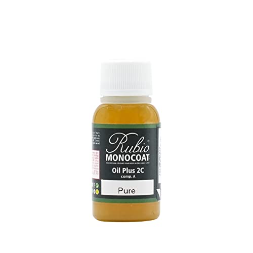 Rubio Monocoat Holzöl-Finish 0.8 m² - Pure | Oil Plus 2C | Schnell trocknendes, umweltfreundliches Leinsamen-Holzöl für den Innenbereich, inkl. Beschleuniger (Teil B) | Protector | 20 ML