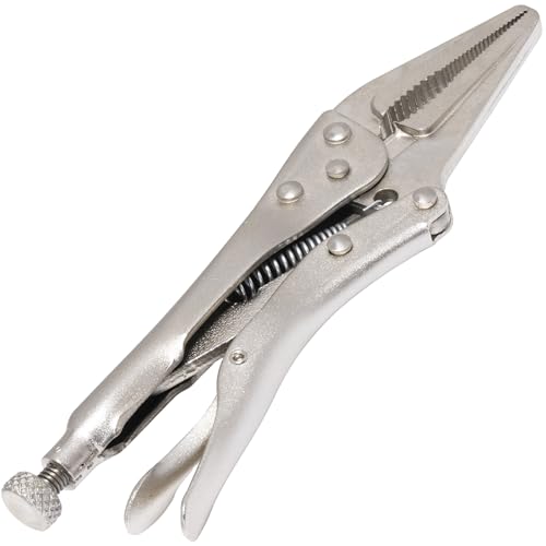 AERZETIX - C68528 - Alicates de bloqueo con pico largo mordaza dentada - longitud 150mm - pinza autobloqueante ajustable de sujeción multifuncional rápido - en acero al carbono