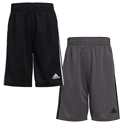 adidas Youth 2-Pack 3 Stripes Short (X-Large 18/20, Black/White & Dark Grey/Black)