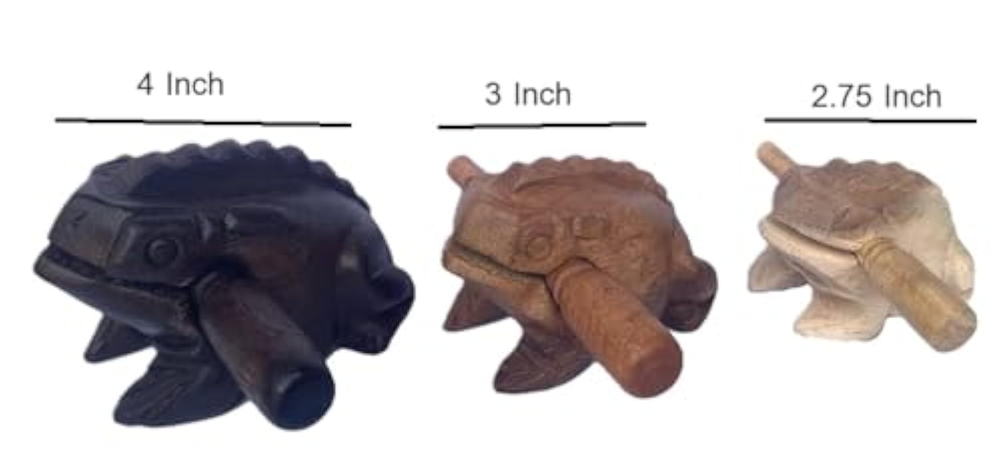 Wooden Frog Guiro Instrument Set of 3