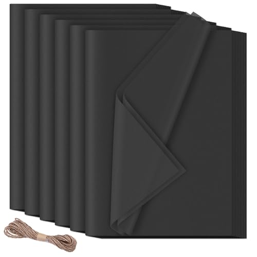 60 Blatt Seidenpapier Verpackungsmaterial 50x70 cm Geschenkpapier Schwarz HXJDAM Seidenpapier Schwarz Tissue Paper für Geschenkverpackungen Füller Kunsthandwerk Geburtstag Halloween