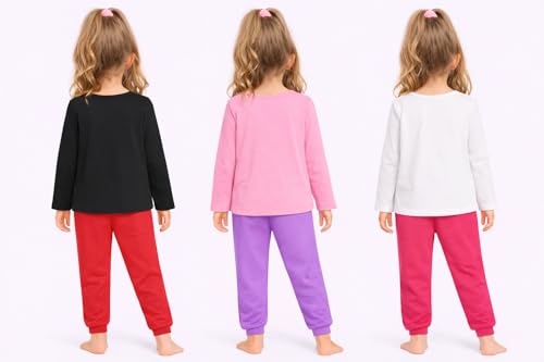 Image of TS LAVI TAVI Cotton Clothing Set for Girls Dress Full Sleeve T-shirt Top and Pyjama (Pack of 3)