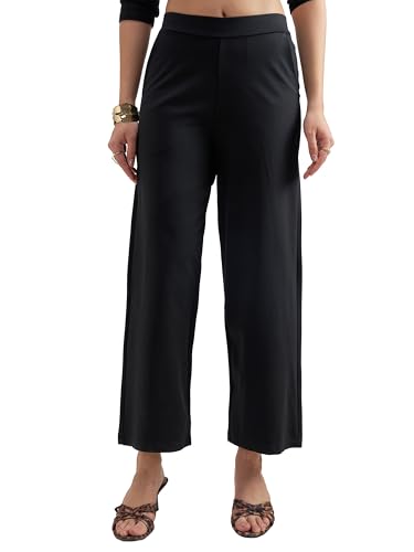Image of Tokyo Talkies Wide Leg Relaxed fit Cullotes |Ultra Soft, Elasticated, High Waist, Wrinkle Free Trousers |All Day Wear