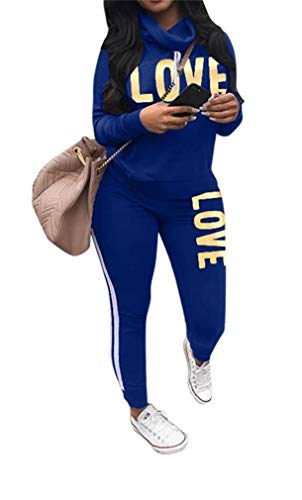 Women Sexy 2 Piece Outfits Letter Print Jogging Suit Turtleneck Tops Long Sleeve Sweatshirt Pants Set Sport Tracksuit Plus Size